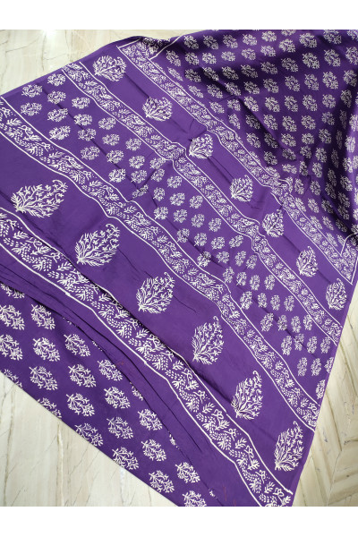 All Over Printed Purple Mulmul Cotton Saree (KR1527)